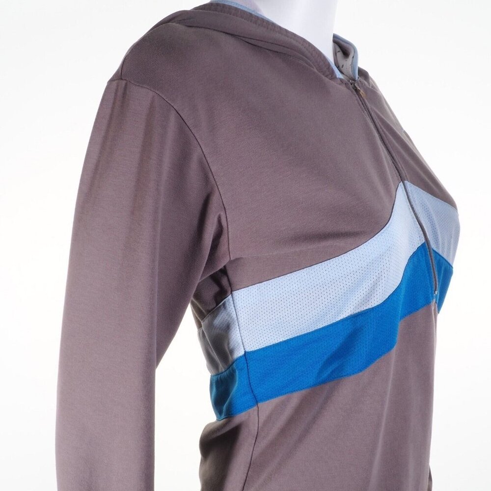 Nike Fit Dry Hoodie Women Medium Pullover Gray Blue Full Zip Numbers in Hood - Picture 4 of 10